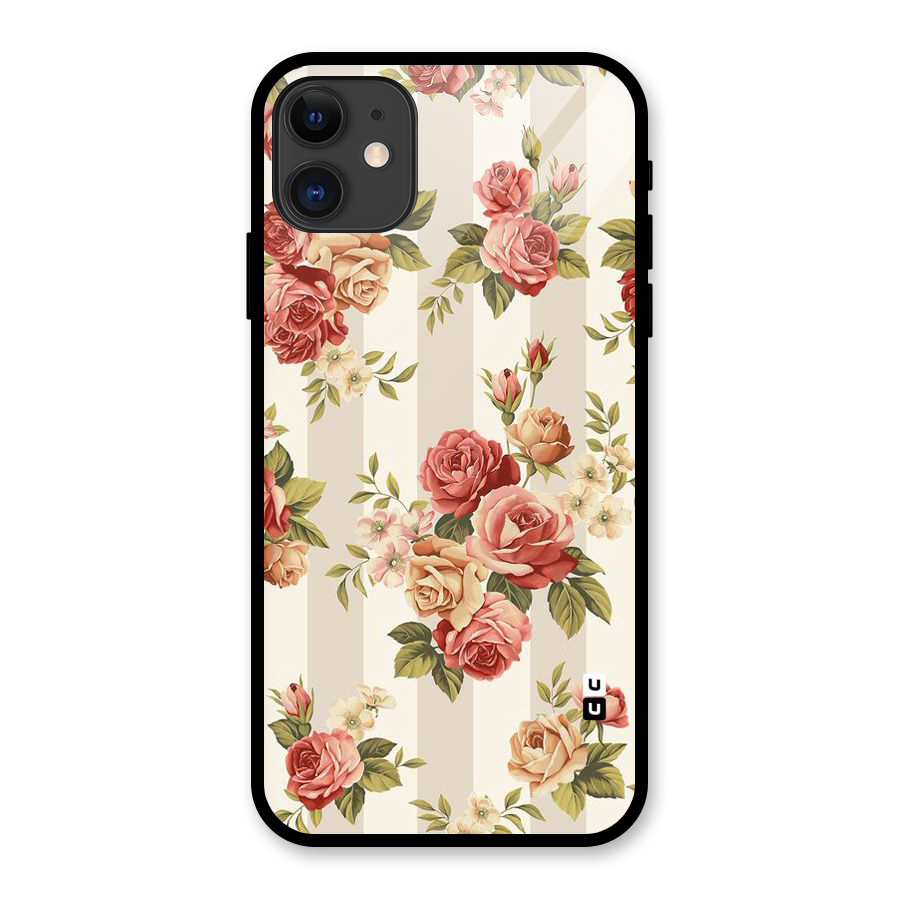 Vintage Color Flowers Glass Back Case for iPhone 11