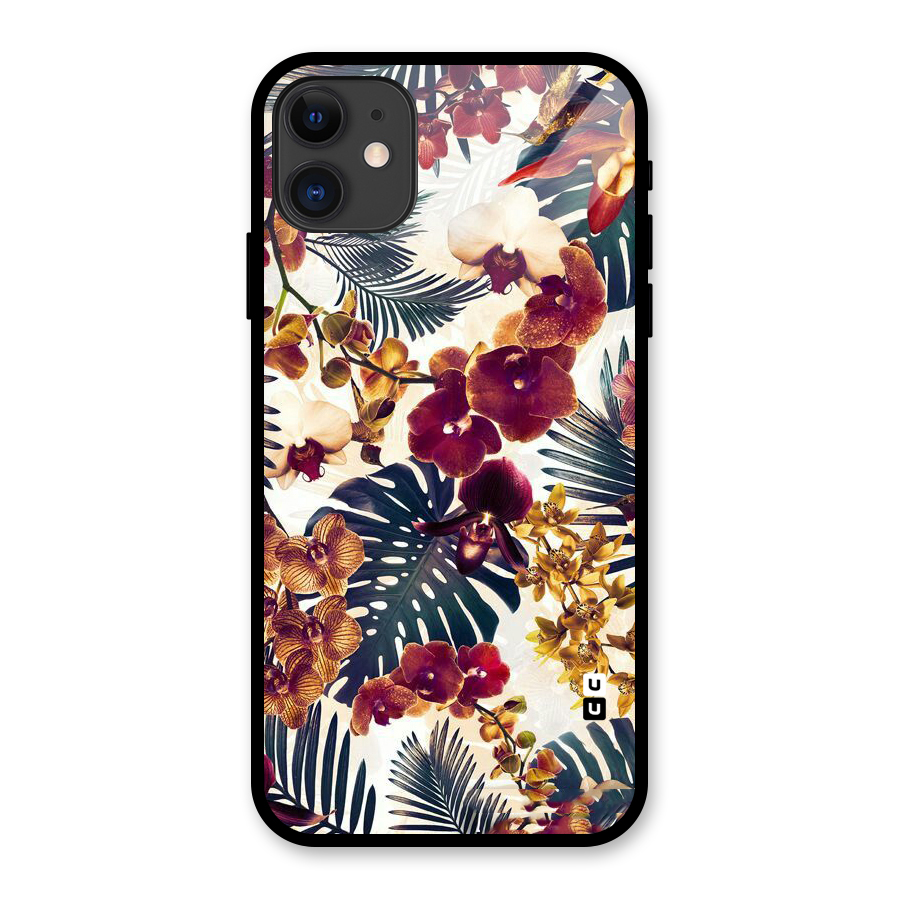 Vintage Rustic Flowers Glass Back Case for iPhone 11