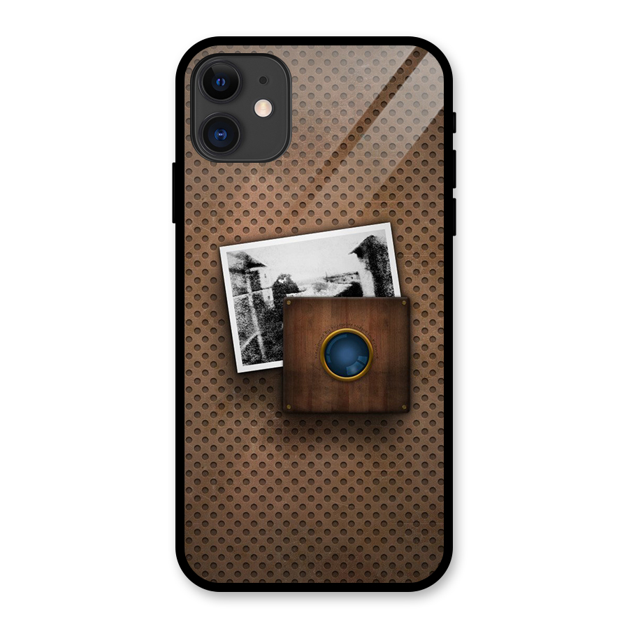 Vintage Wood Camera Glass Back Case for iPhone 11