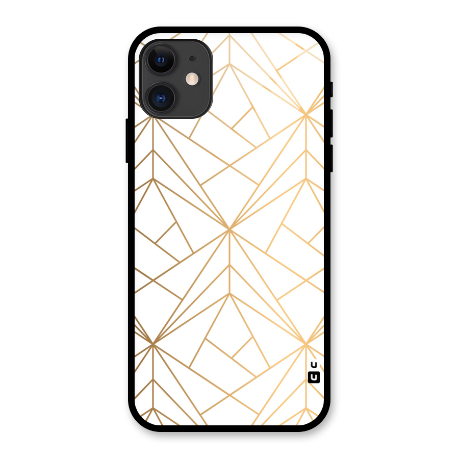 White Golden Zig Zag Glass Back Case for iPhone 11