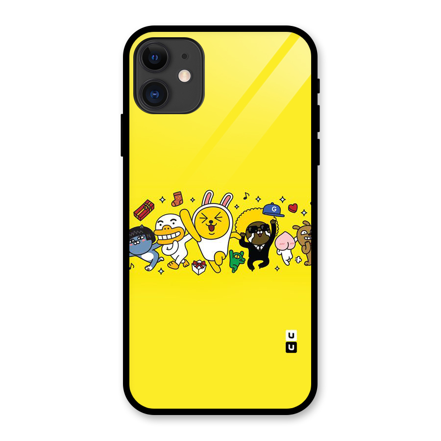 Yellow Friends Glass Back Case for iPhone 11