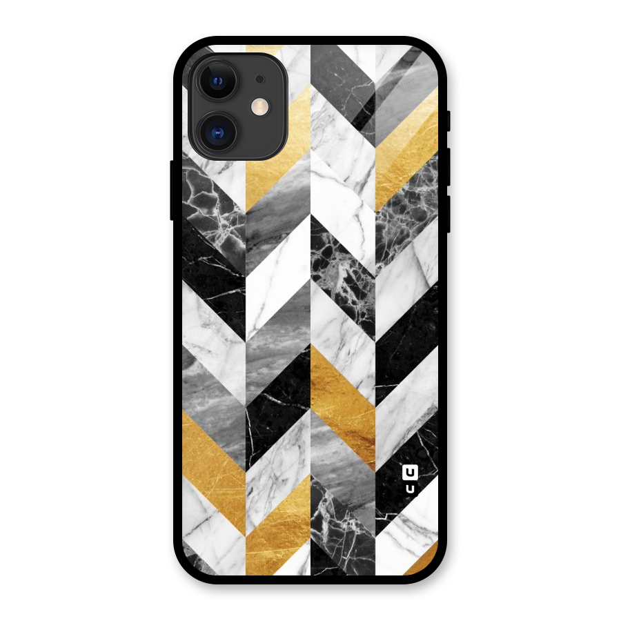 Yellow Grey Marble Glass Back Case for iPhone 11