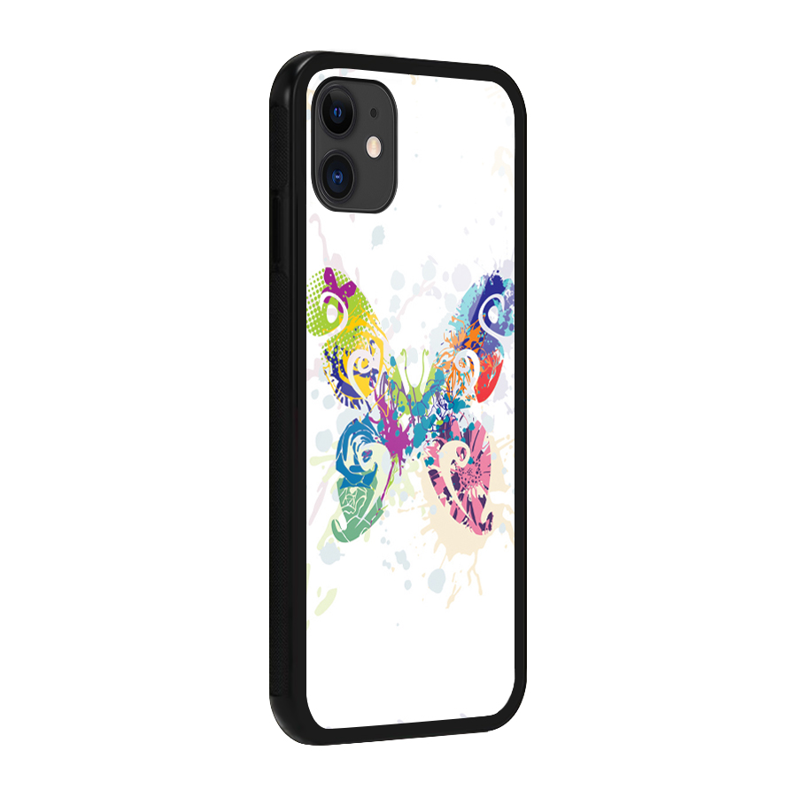 Abstract Butterfly Glass Back Case for iPhone 11