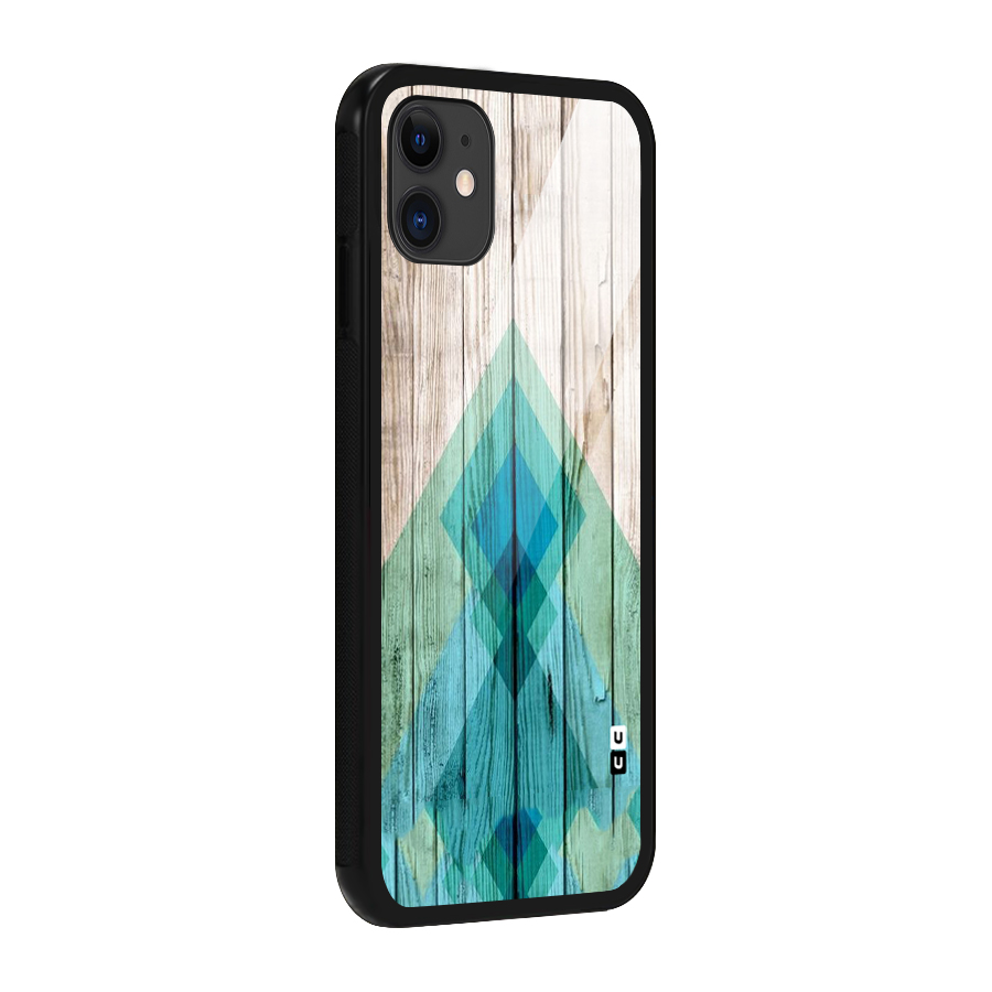 Abstract Green And Wood Glass Back Case for iPhone 11