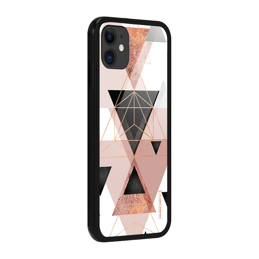 Abstract Rose Gold Triangles Glass Back Case for iPhone 11