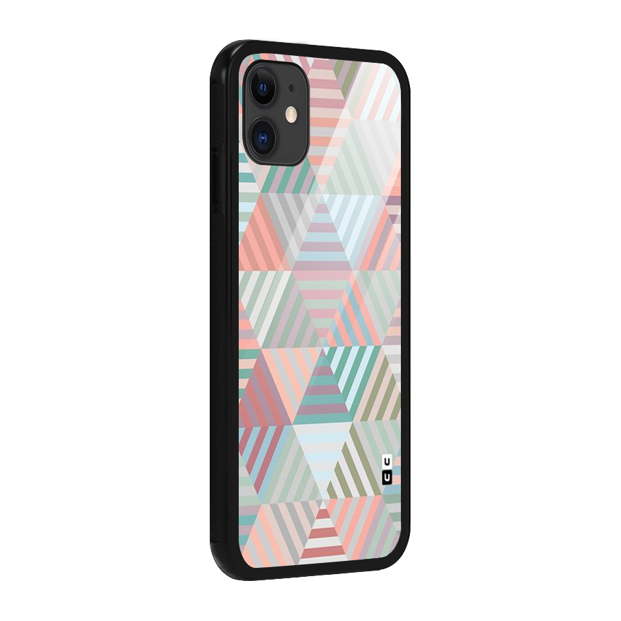 Abstract Triangle Lines Glass Back Case for iPhone 11