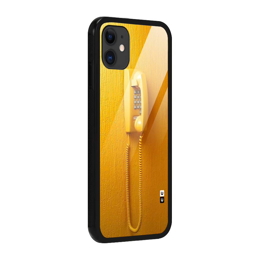 Aesthetic Yellow Telephone Glass Back Case for iPhone 11