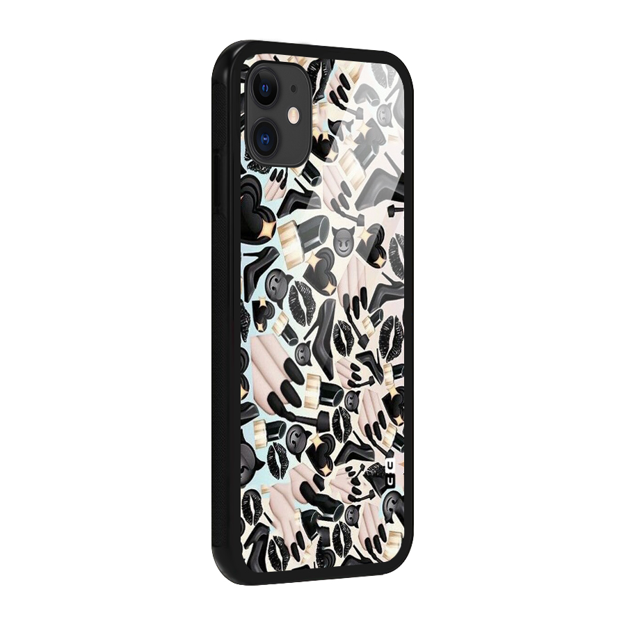 All Black Love Glass Back Case for iPhone 11