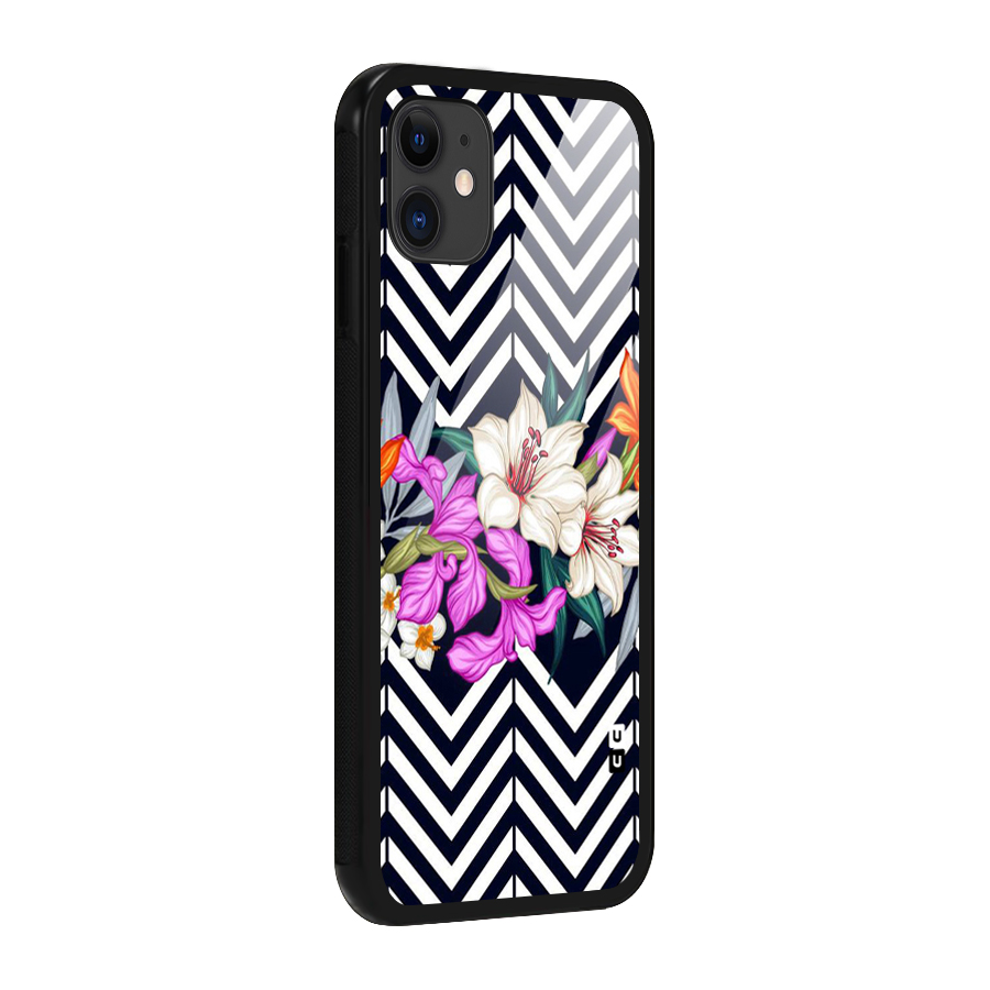 Artsy ZigZag Floral Glass Back Case for iPhone 11