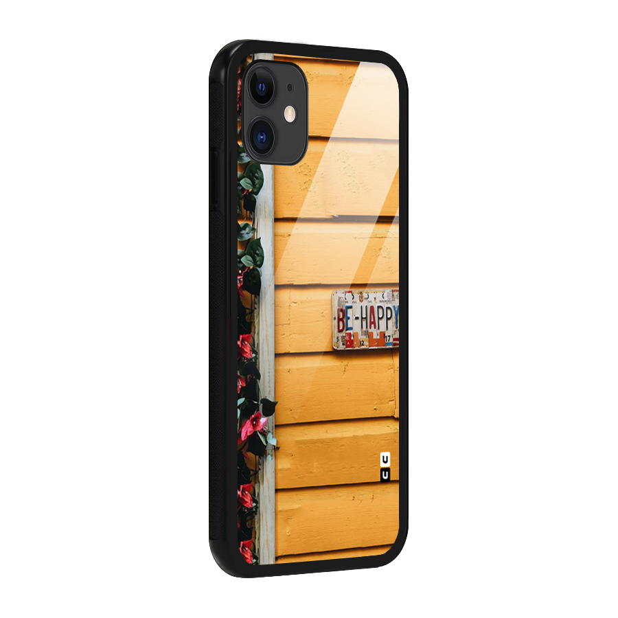 Be Happy Yellow Wall Glass Back Case for iPhone 11