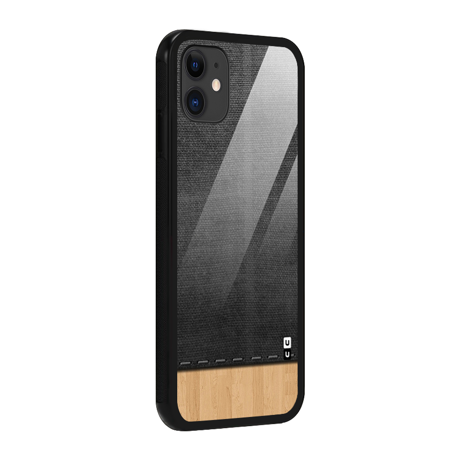 Bicolor Wood Texture Glass Back Case for iPhone 11