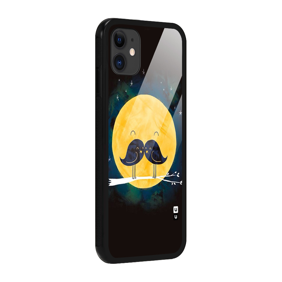 Bird Moustache Glass Back Case for iPhone 11