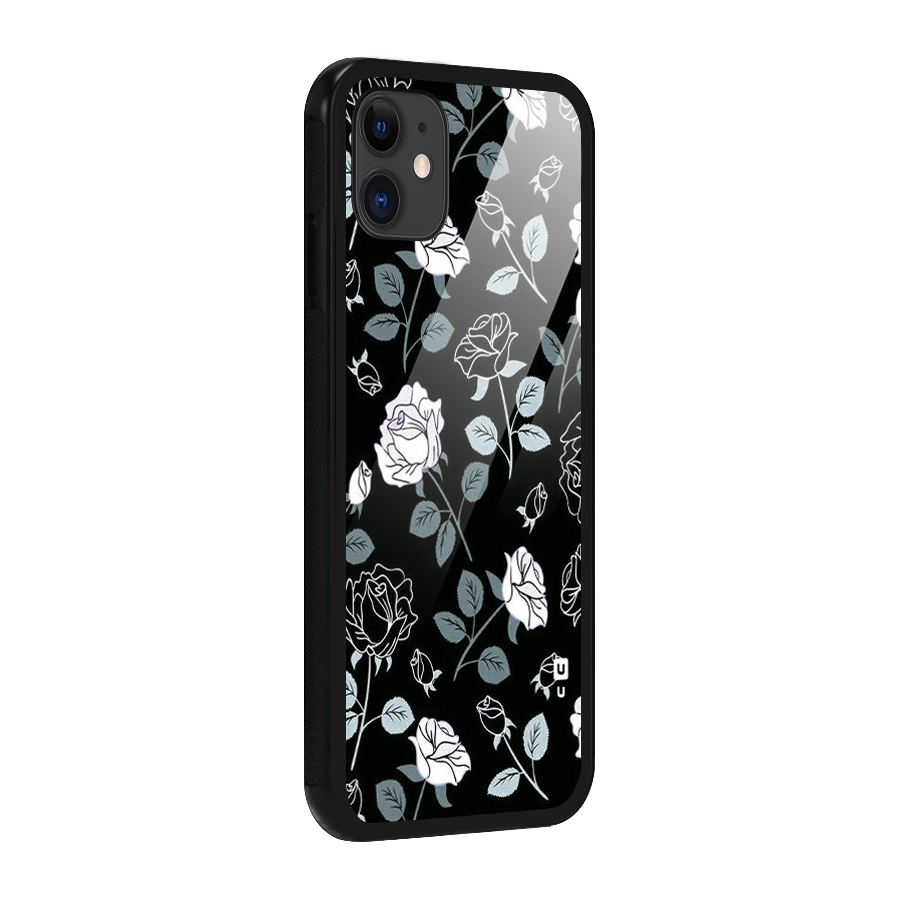 Black Artsy Bloom Glass Back Case for iPhone 11