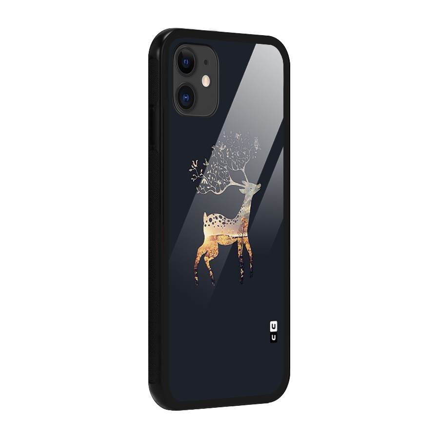 Black Deer Glass Back Case for iPhone 11