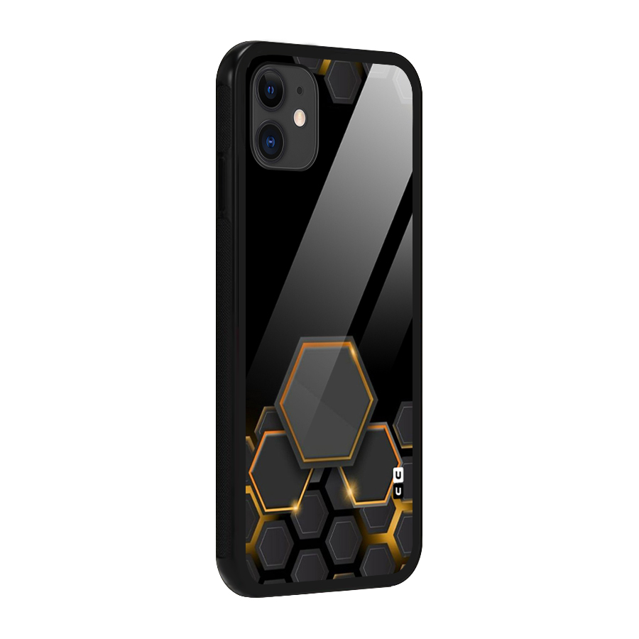 Black Gold Hexa Glass Back Case for iPhone 11