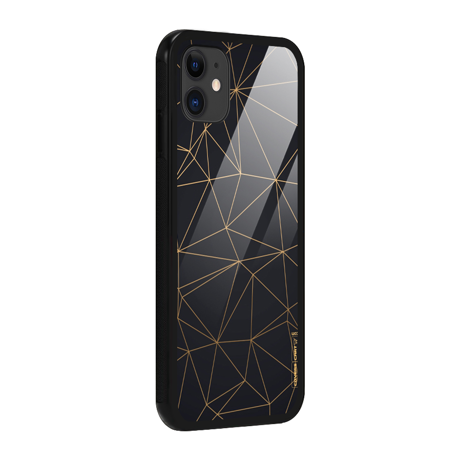 Black Golden Lines Glass Back Case for iPhone 11