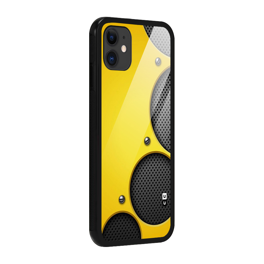 Black Net Yellow Glass Back Case for iPhone 11