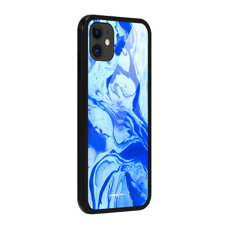 Blaze Blue Marble Texture Glass Back Case for iPhone 11