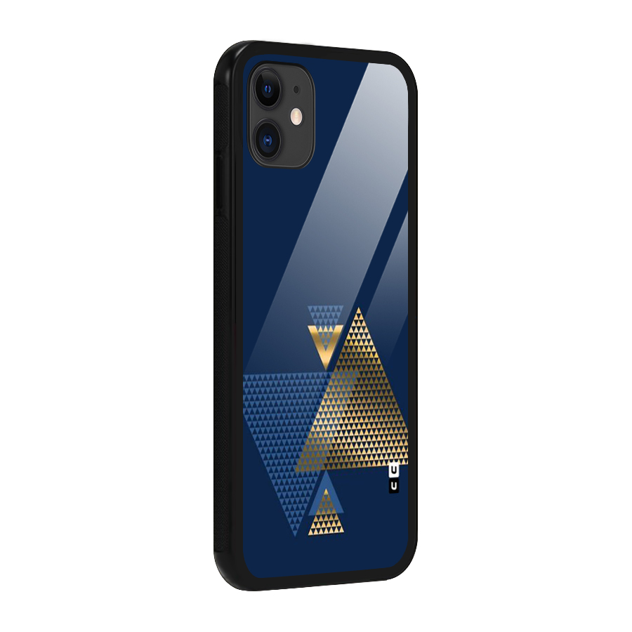 Blue Gold Triangles Glass Back Case for iPhone 11