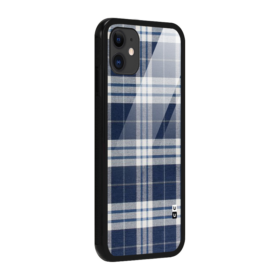 Blue White Check Glass Back Case for iPhone 11
