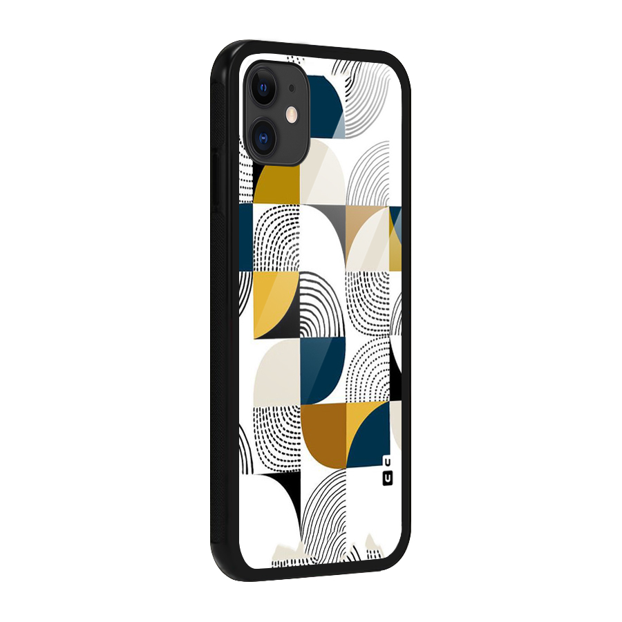 Boxes Pattern Glass Back Case for iPhone 11