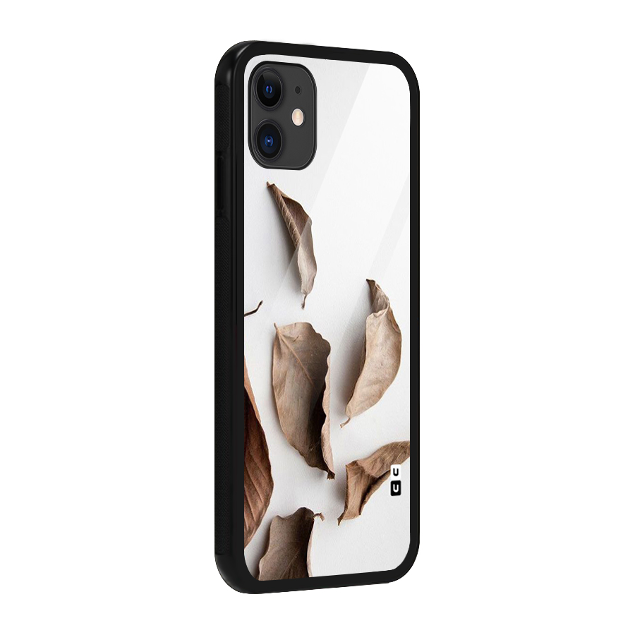 Brown Dusty Leaves Glass Back Case for iPhone 11