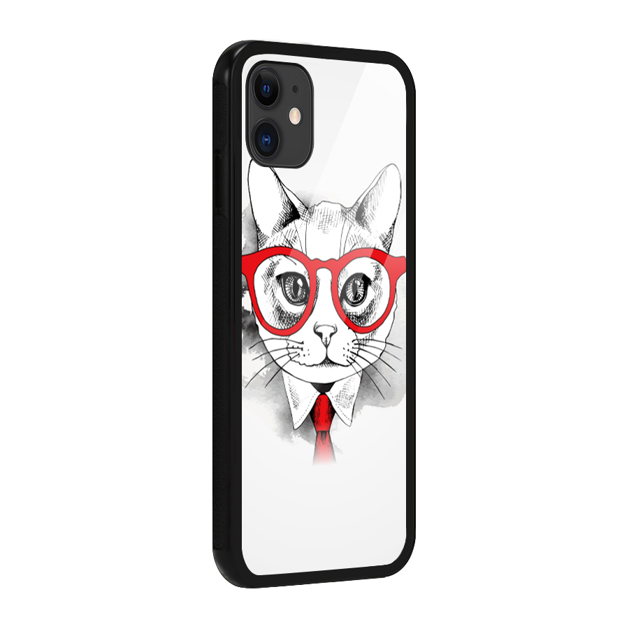 Business Cat Glass Back Case for iPhone 11