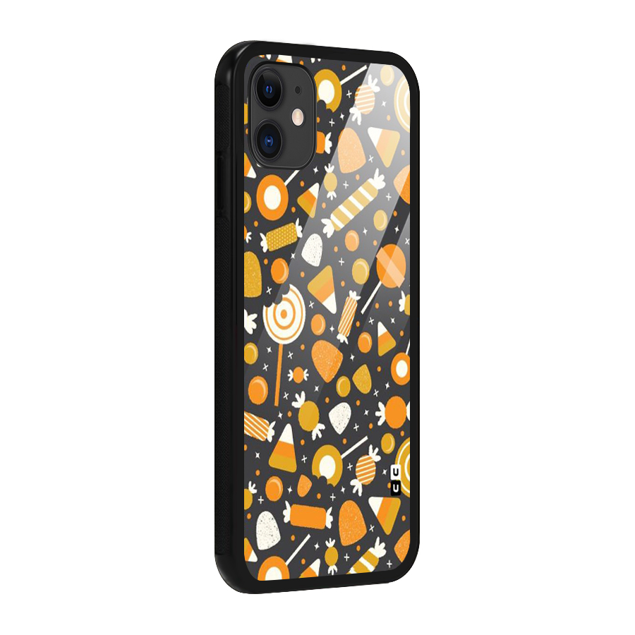 Candies Pattern Glass Back Case for iPhone 11