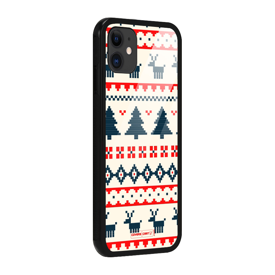 Christmas Design Pattern Glass Back Case for iPhone 11