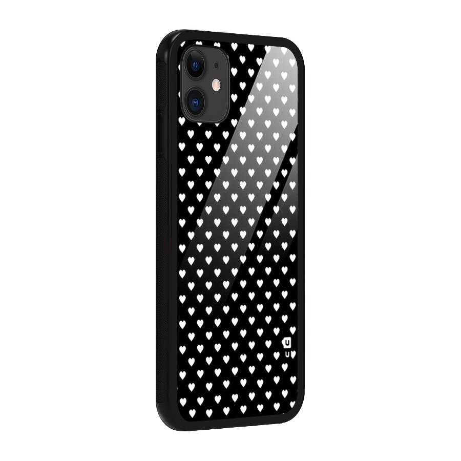 Classy Hearty Polka Glass Back Case for iPhone 11