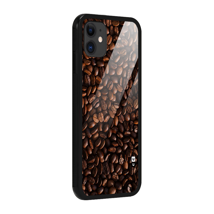 Coffee Beans Scattered Glass Back Case for iPhone 11