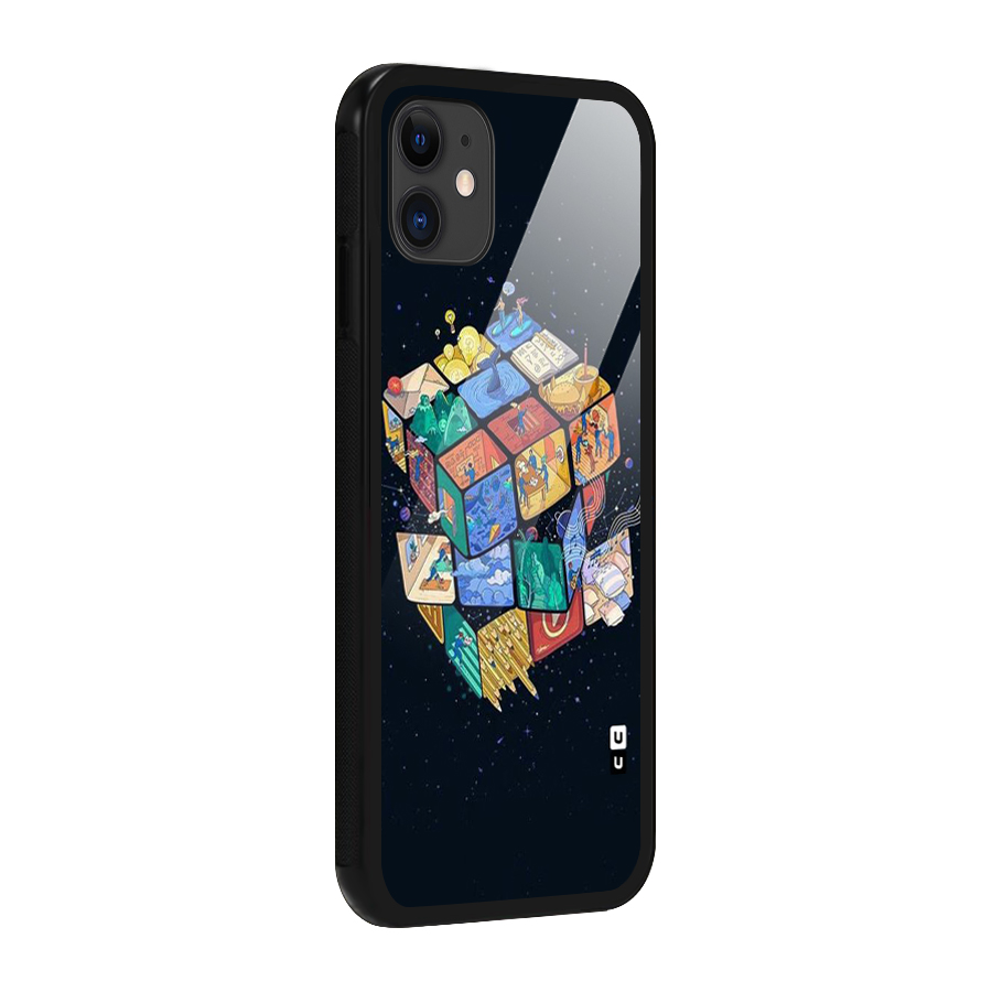 Coloured Rubic Glass Back Case for iPhone 11