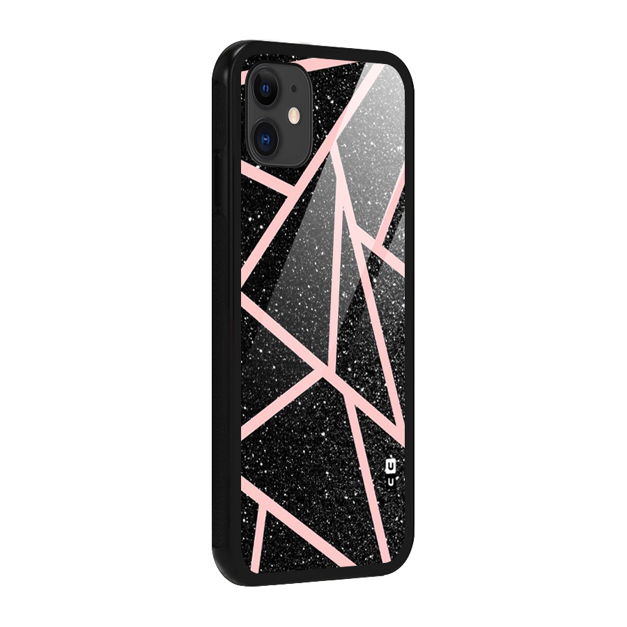 Concrete Black Pink Stripes Glass Back Case for iPhone 11