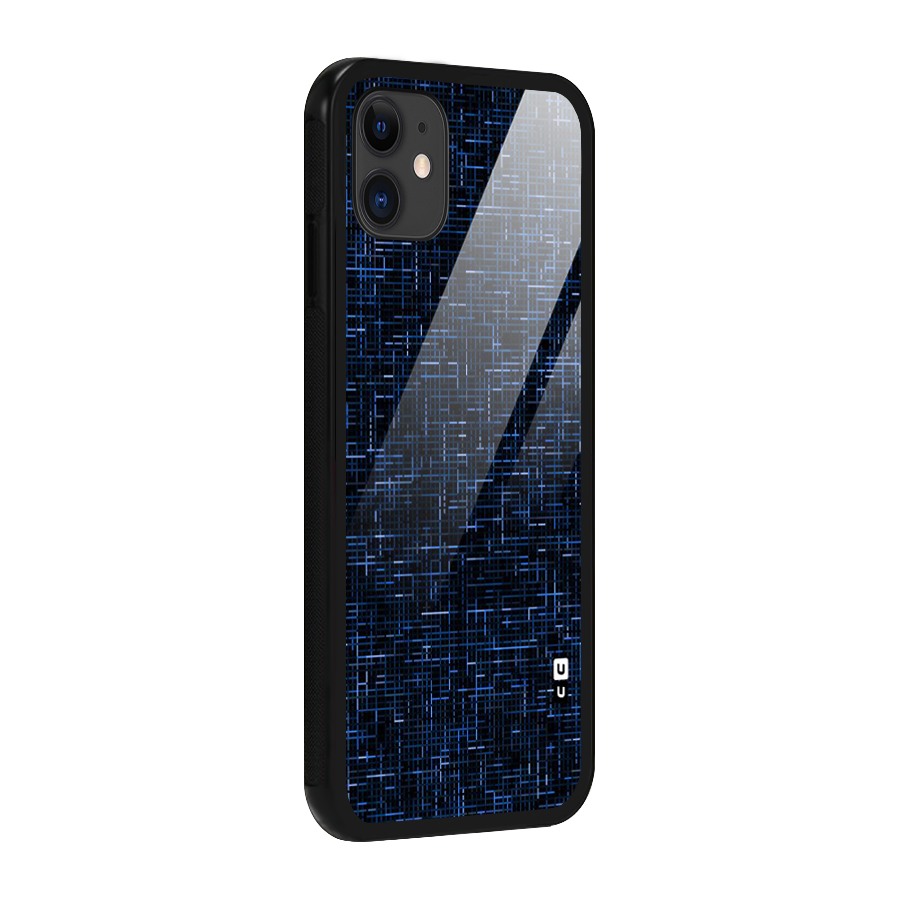 Criss Cross Blue Pattern Glass Back Case for iPhone 11