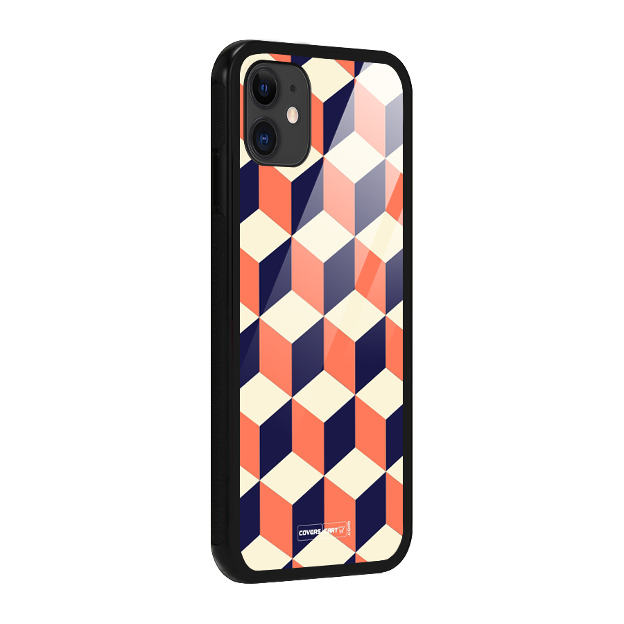 Cube Pattern Glass Back Case for iPhone 11