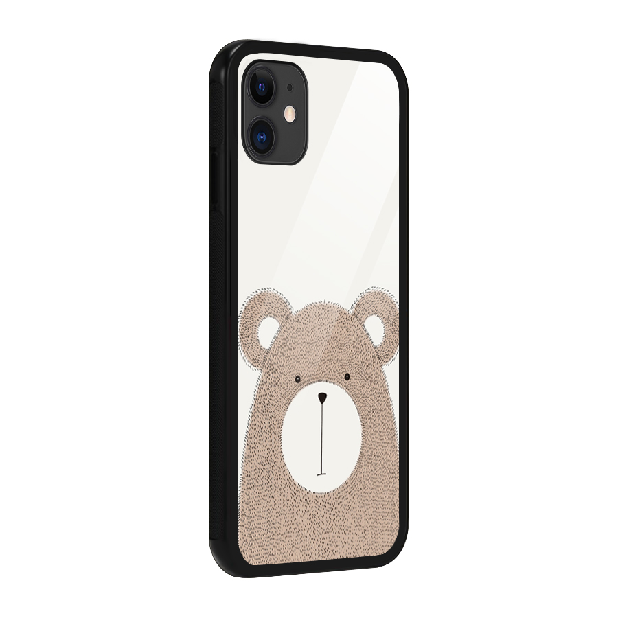 Cute Bear Glass Back Case for iPhone 11