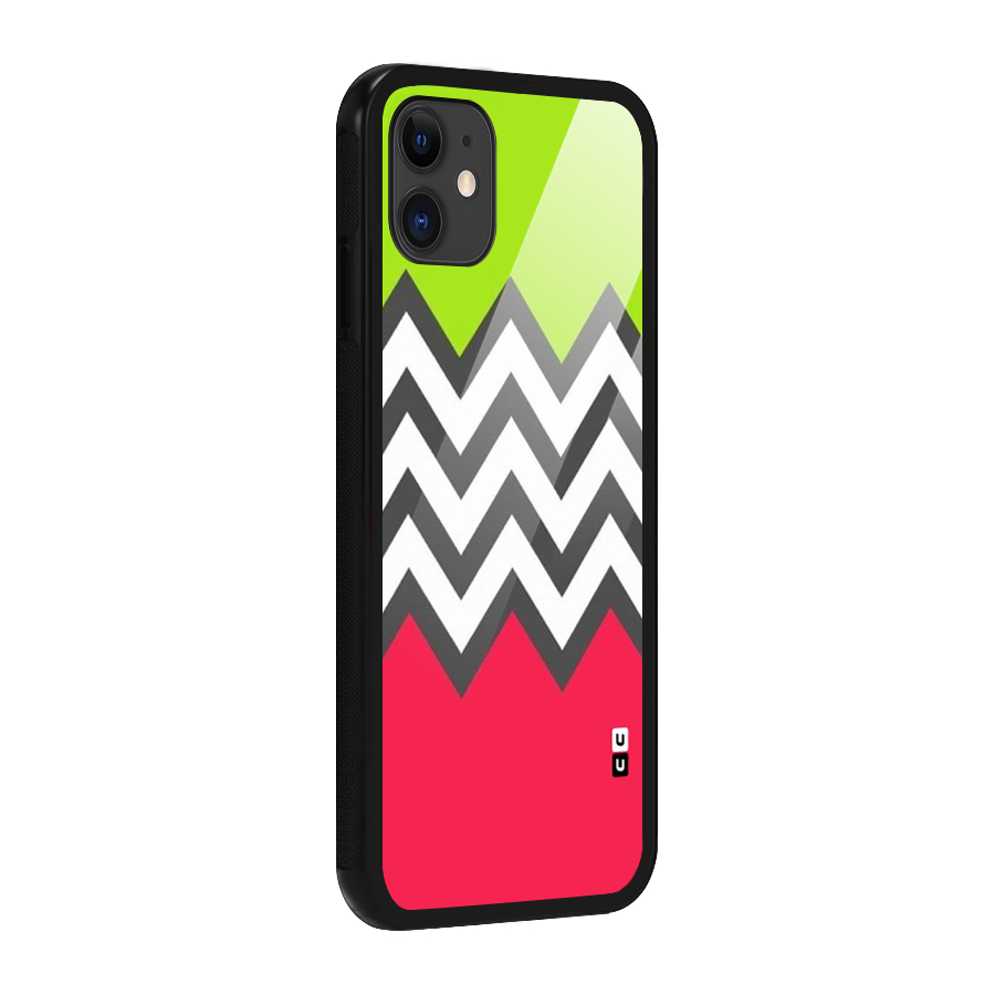 Cute Chevron Glass Back Case for iPhone 11