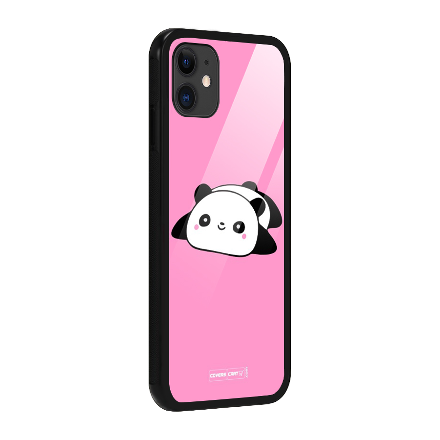 Cute Lazy Panda Glass Back Case for iPhone 11