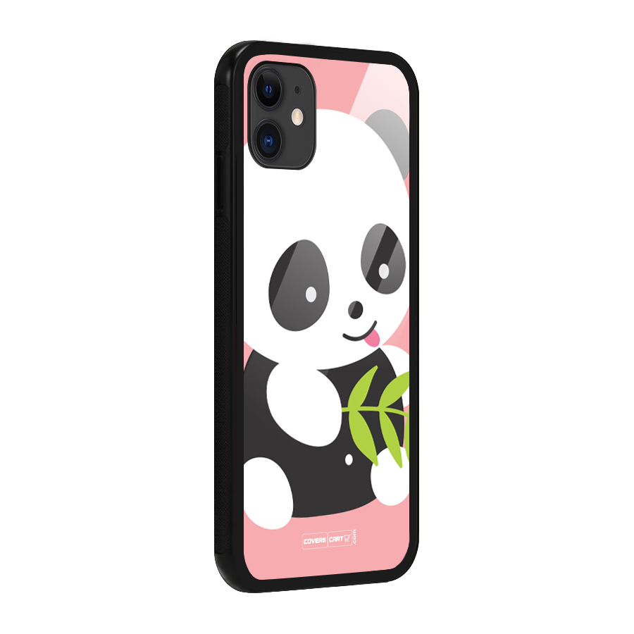 Cute Panda Pink Glass Back Case for iPhone 11