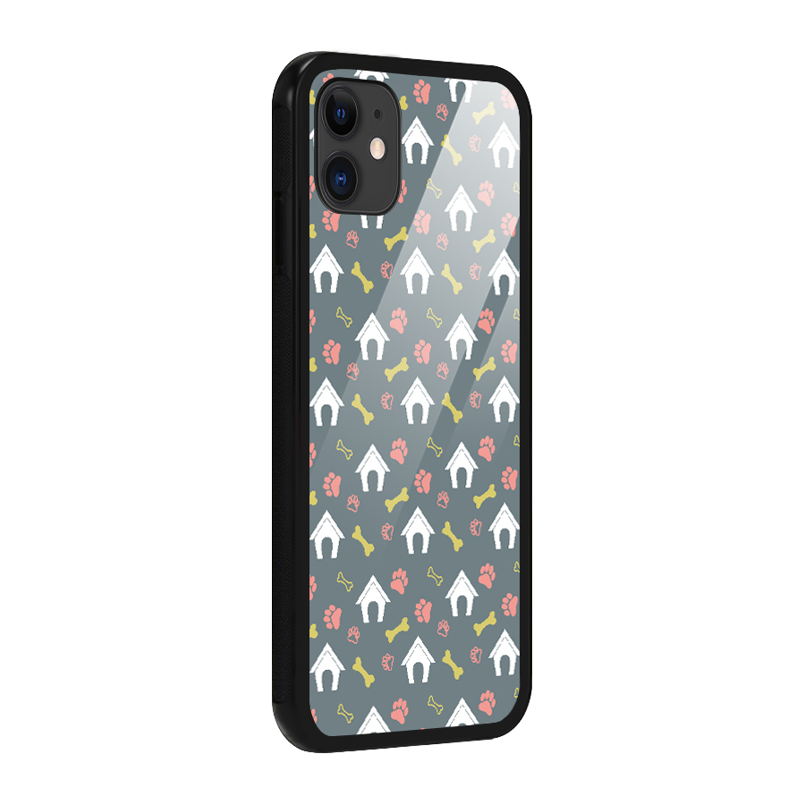 Dog Pattern Glass Back Case for iPhone 11