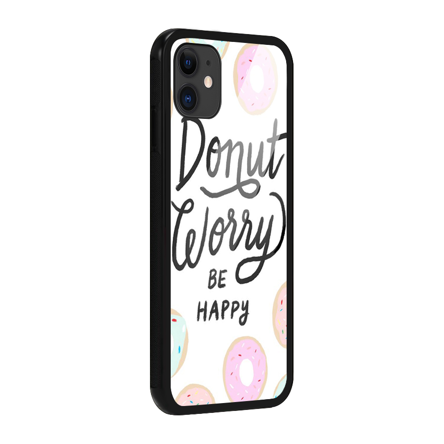 Donut Worry Be Happy Glass Back Case for iPhone 11