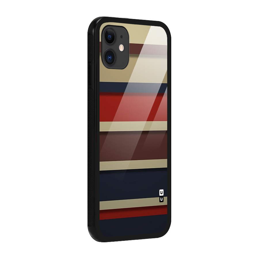 Elegant Stripes Pattern Glass Back Case for iPhone 11