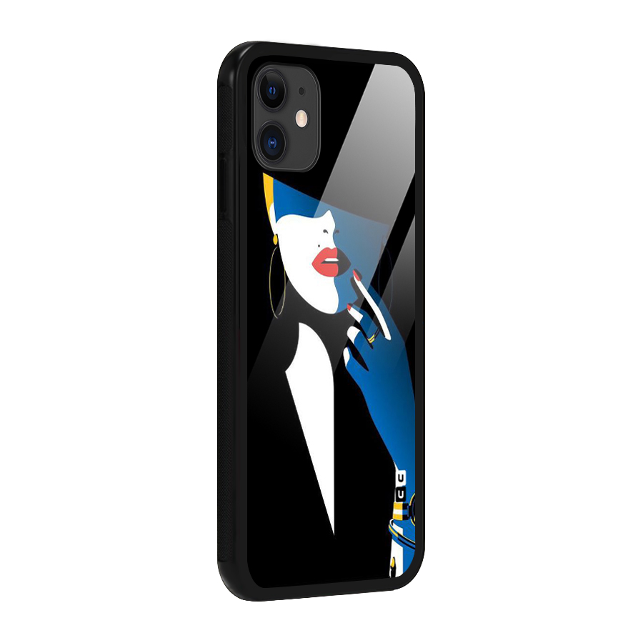 Elegant Woman Glass Back Case for iPhone 11