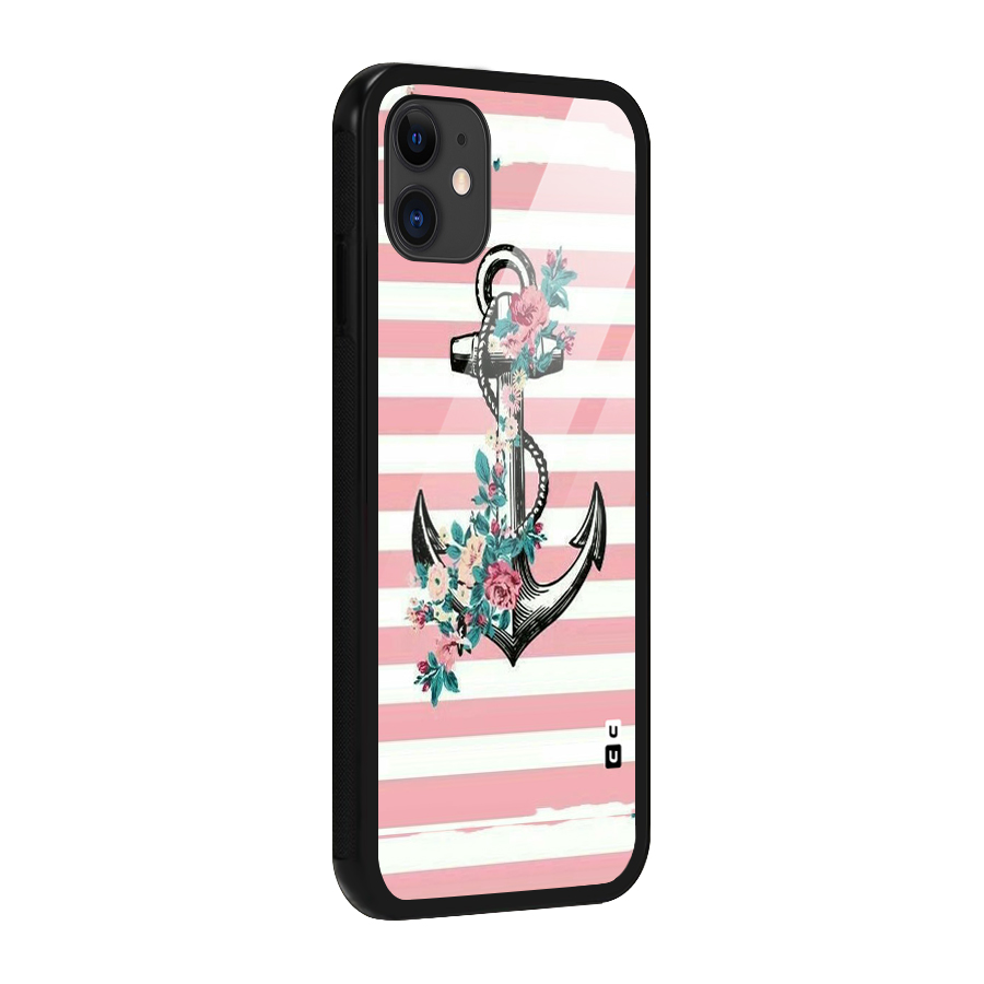 Floral Anchor Glass Back Case for iPhone 11
