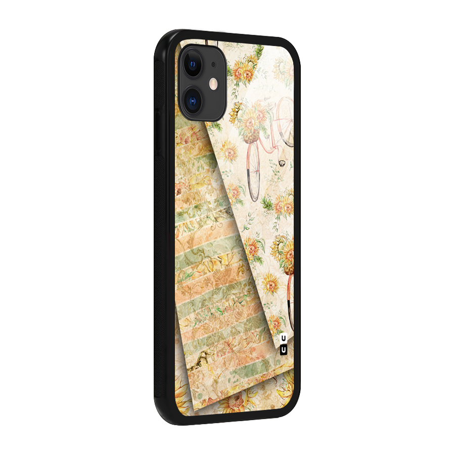 Floral Bicycle Glass Back Case for iPhone 11