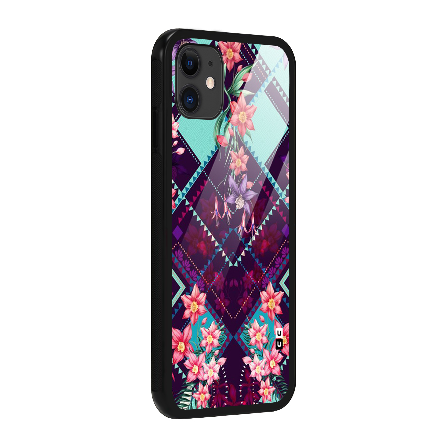 Floral Diamonds Glass Back Case for iPhone 11
