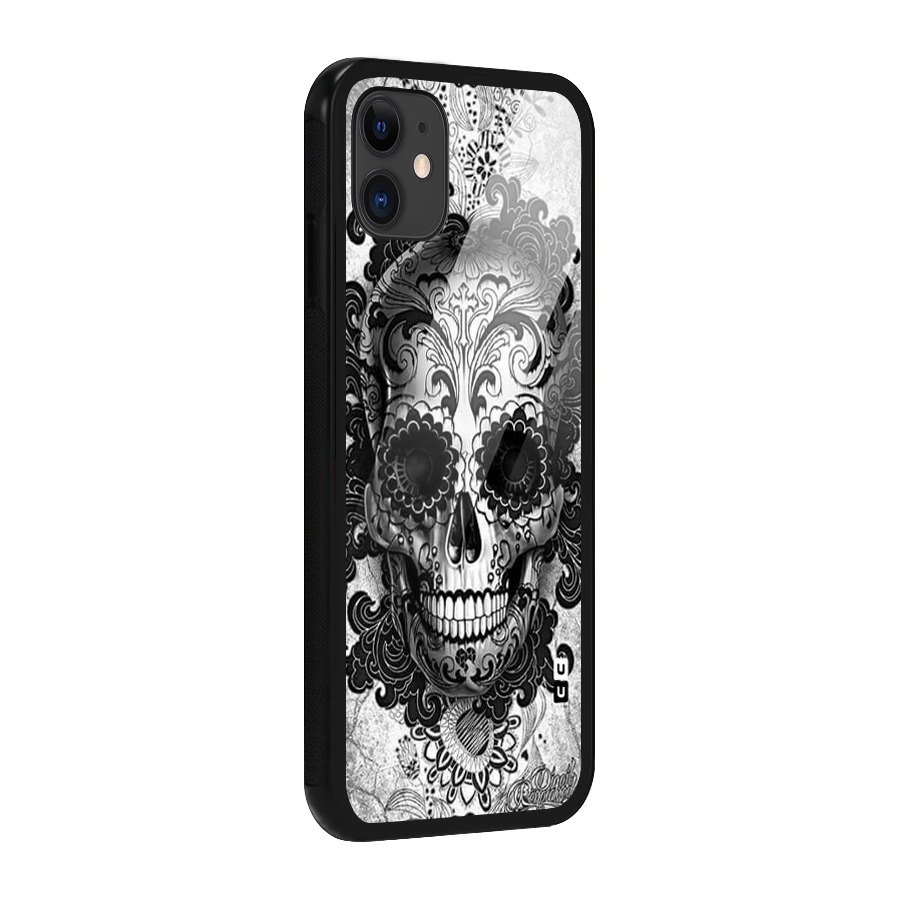 Floral Ghost Glass Back Case for iPhone 11