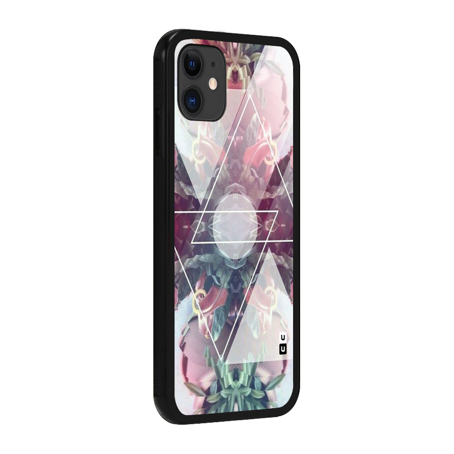 Floral Triangle Glass Back Case for iPhone 11