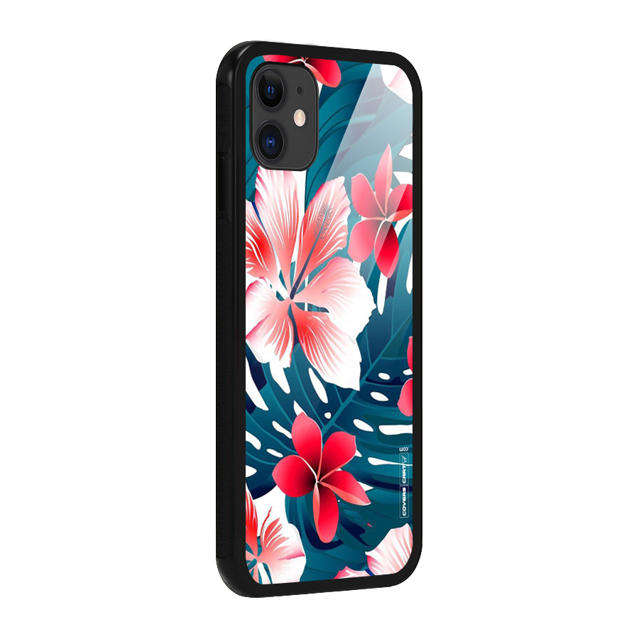 Flower design Glass Back Case for iPhone 11