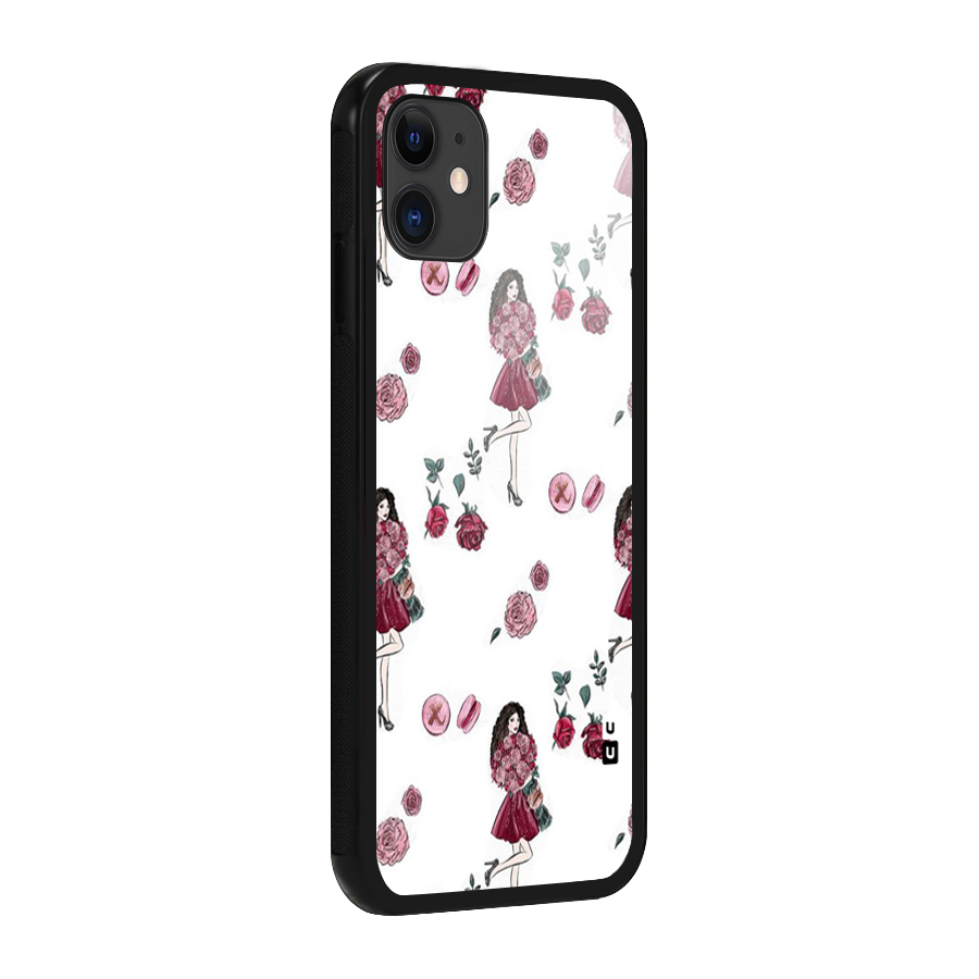 Girl With Flowers Glass Back Case for iPhone 11
